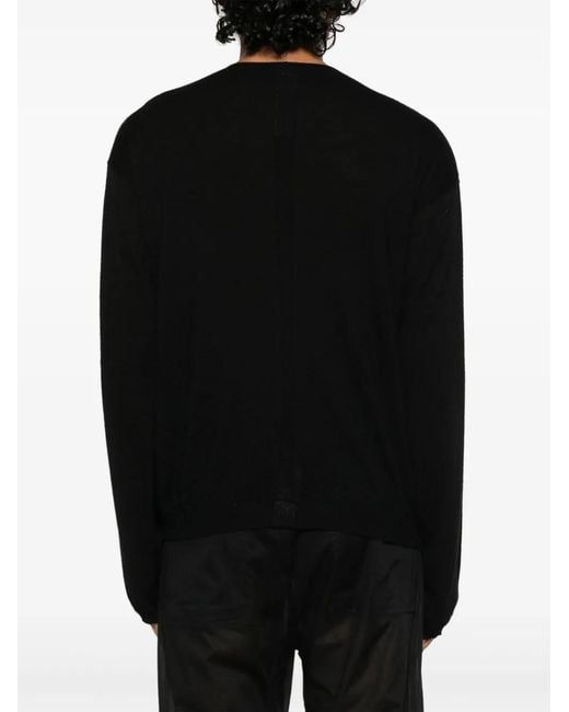 Rick Owens Black V-Neck Sweater for men