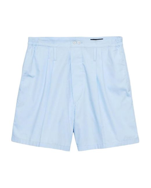 Prada Blue Poplin Shorts for men