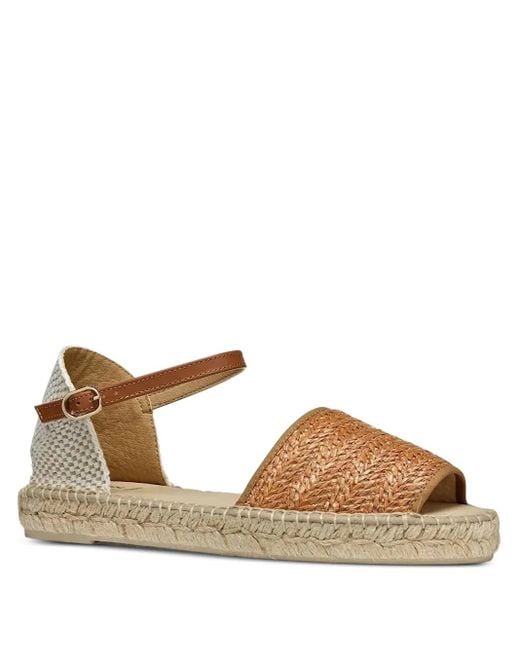 Geox Brown Woven Ankle-Strap Espadrilles
