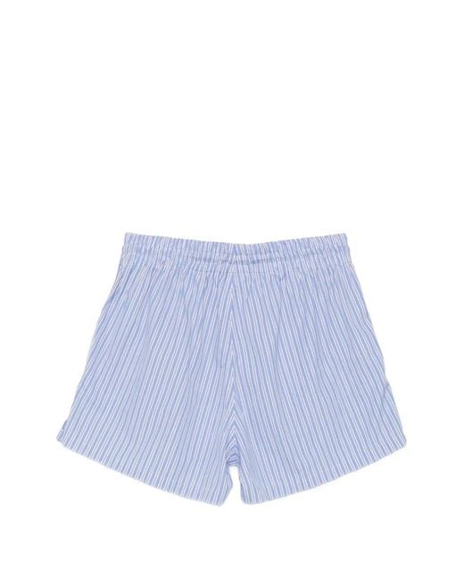 Plan C Blue Striped Drawstring Shorts