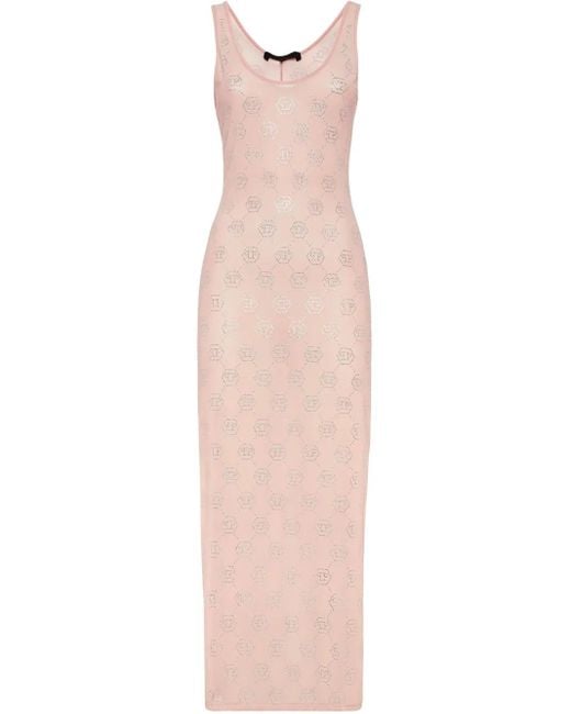 Philipp Plein Pink Monogram Midi Dress