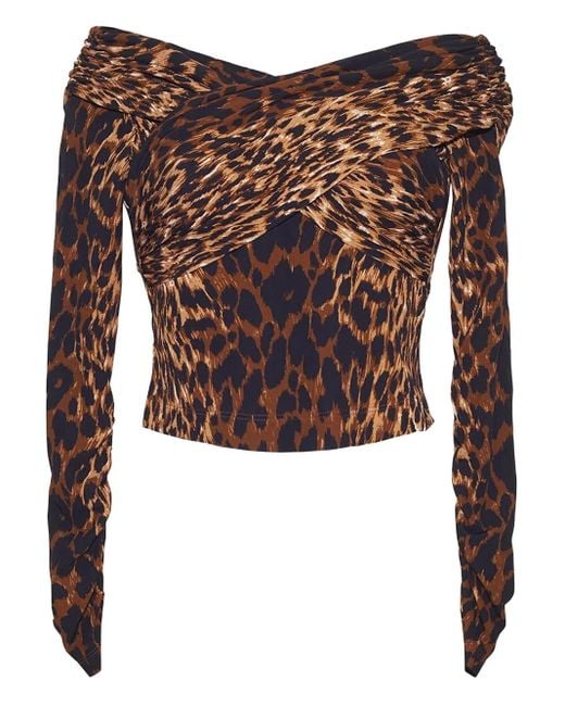Top con estampado de leopardo Cara Cara de color Brown