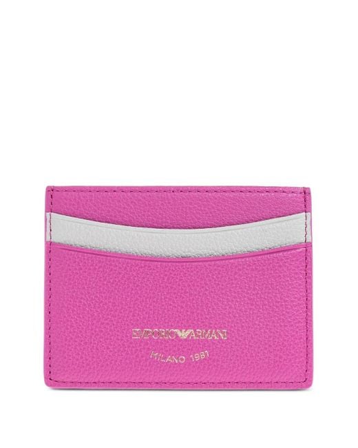 Emporio Armani Pink Leather Colour-Block Cardholder