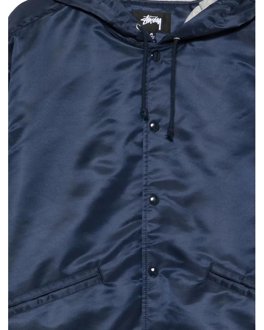 Stussy Blue Hooded Drawstring Jacket for men