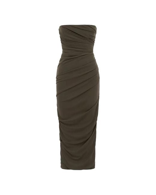 Alex Perry Green Ruched Strapless Dress