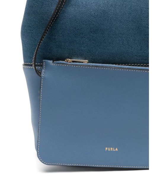 Furla Blue Denim-Panel Tote Bag