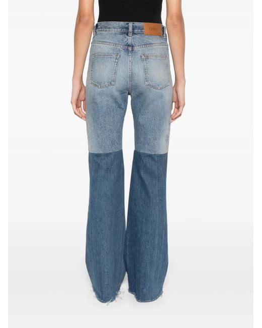 Chloé Blue Flared Patchwork Jeans