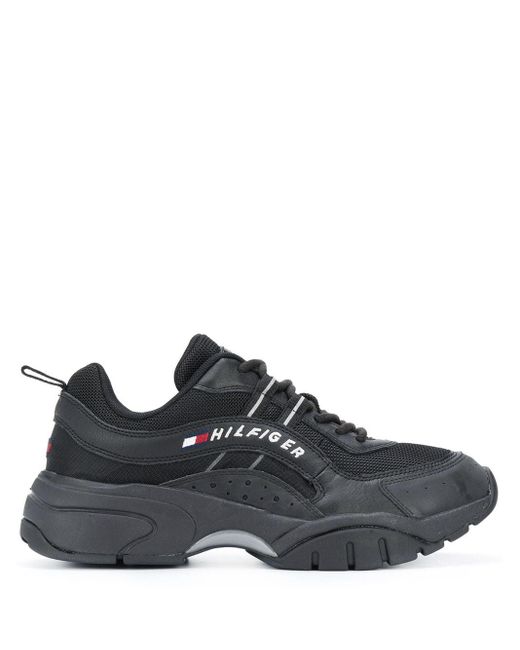 Tommy Hilfiger Leather Heritage Chunky Sole Sneakers in Black for Men | Lyst