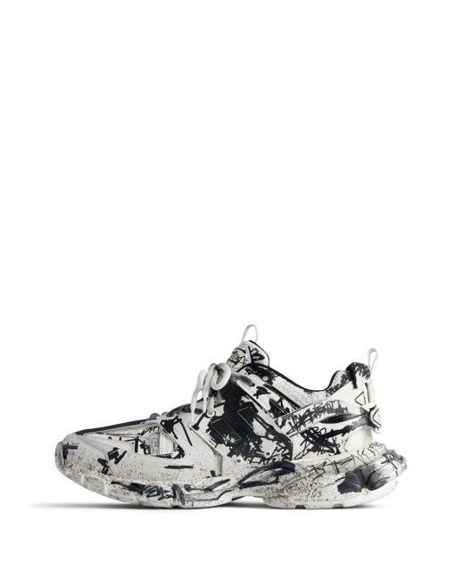 Balenciaga White Track Graffiti-print Chunky Sneakers for men