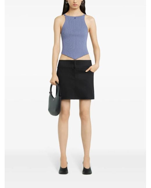 Courreges Blue Pointy Ribbed-Knit Tank Top