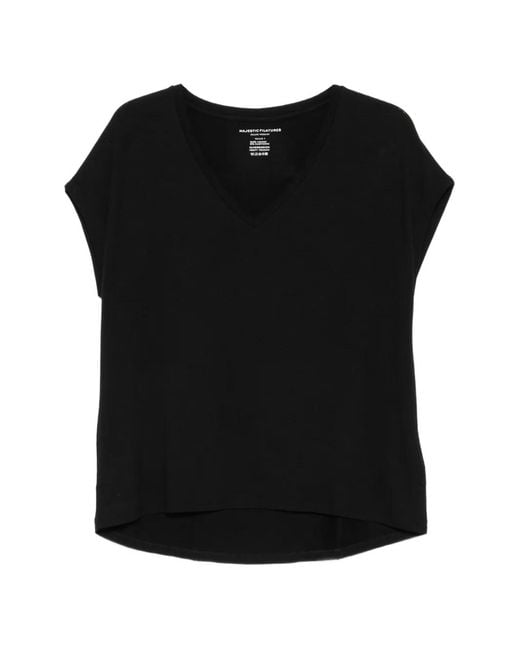 Majestic Filatures Black V-Neck Short-Sleeve T-Shirt