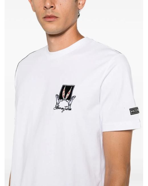 Iceberg White Looney Tunes Embroidered T-Shirt for men