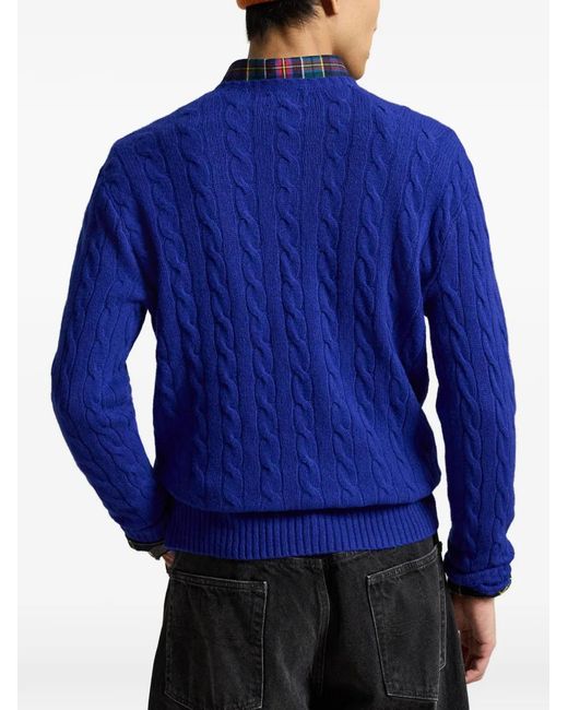 Polo Ralph Lauren Blue Cable-Knit Wool-Cashmere Jumper for men