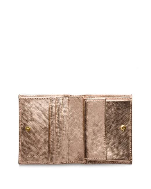 Prada Natural Small Logo-Plaque Saffiano-Leather Wallet