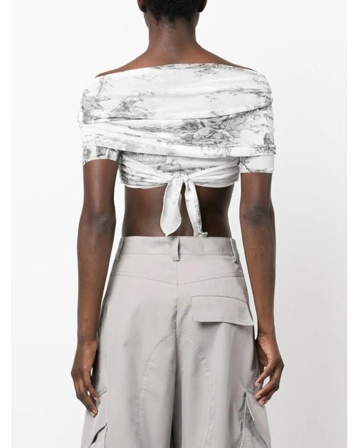 Philosophy Di Lorenzo Serafini White Graphic-print Crop Top