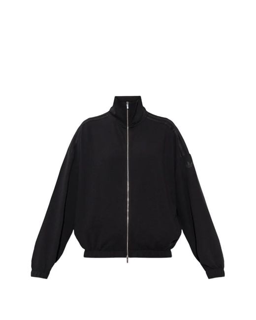 Adidas Black Three-Stripe Stand-Up Collar Sweatshirt