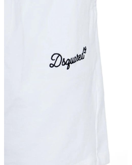 DSquared² White Signature Relax Fit Shorts for men