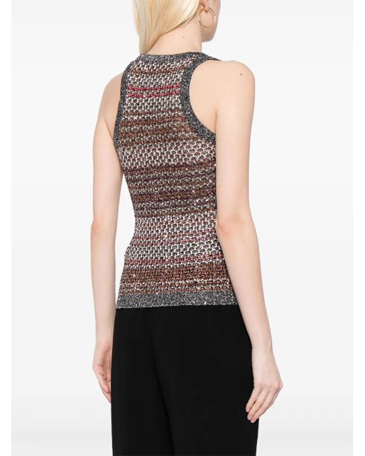 Missoni Brown Crochet-Knit Sequinned Tank Top