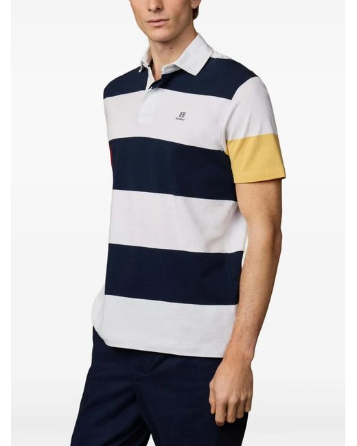 Hackett Blue Striped Rugby Polo Shirt for men