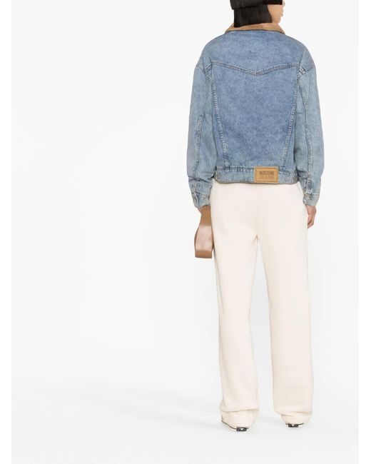 Moschino Blue Shearling-Collar Denim Jacket