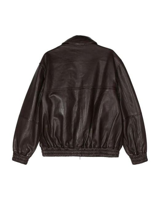 Studio Nicholson Black Piston Leather Zip-Up Jacket for men