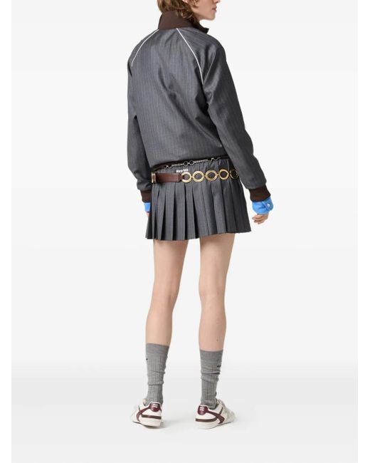 Miu Miu Black Pinstripe Pleated Skirt