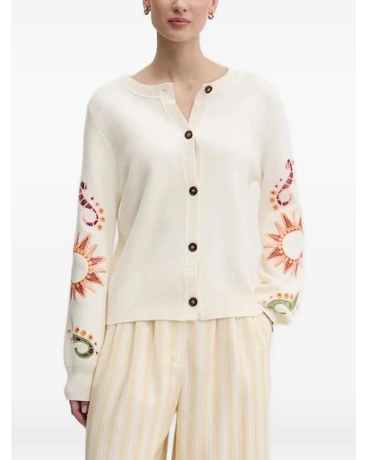 Never Fully Dressed Natural Embroidered Long-Sleeve Cardigan