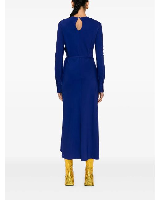Forte_forte Blue Stretch Cady Crepe Wrapover Dress Clothing