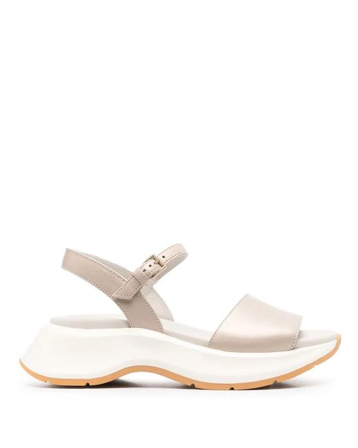 Hogan White Open-Design Leather Sandals With Adjustable Ankle Strap