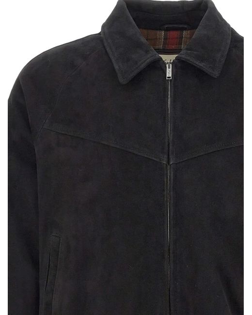 Volfagli Blue Pantheon Buccio Suede Bomber Jacket for men