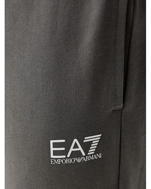 EA7 Black Logo-Print Track Pants for men