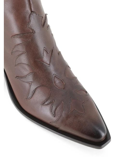 Sartore Brown Western-Style Leather Ankle-Boots