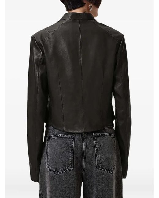 AllSaints Black Zip-Front Leather Jacket