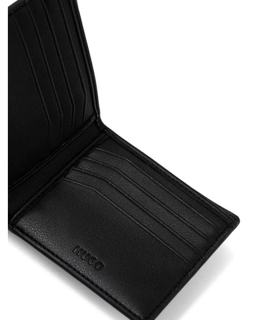 HUGO Black Embossed-Logo Wallet for men