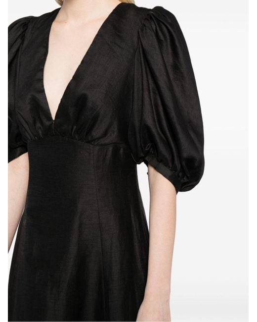 Acler Black Newnham Puff-sleeved Dress