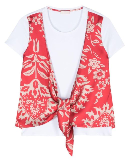 Camiseta a capas con estampado floral Liu Jo de color Red