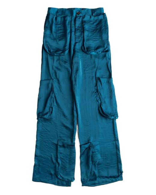 Edward Cuming Blue Wide-Leg Cargo Trousers for men