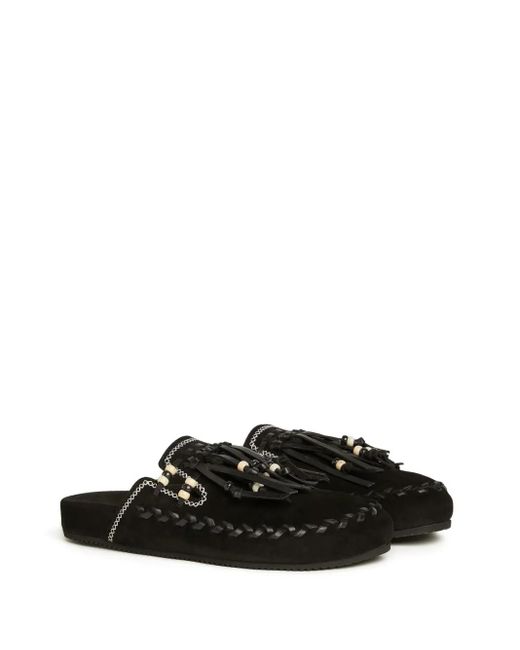Alanui Black The Journey Suede Mules for men
