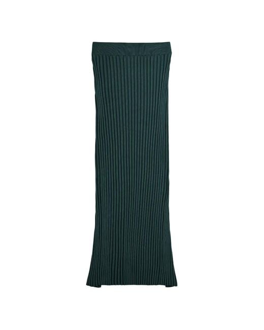 Tod's Green Ribbed-Knit Midi Skirt