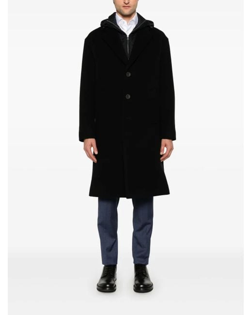 Herno Black Hooded Coat for men