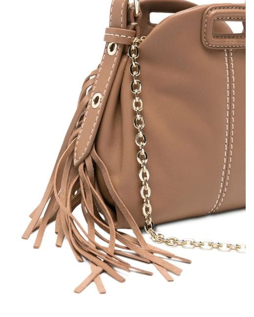 Maje Natural Fringed Leather Mini Bag
