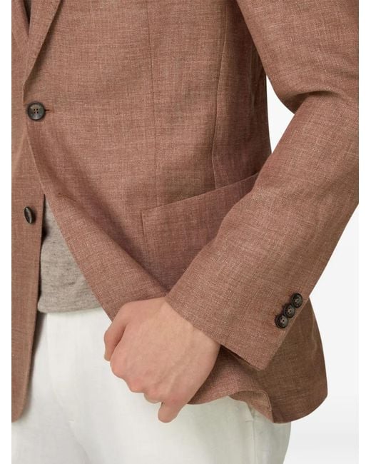 Boggi Brown Single-Breasted Linen Blazer for men