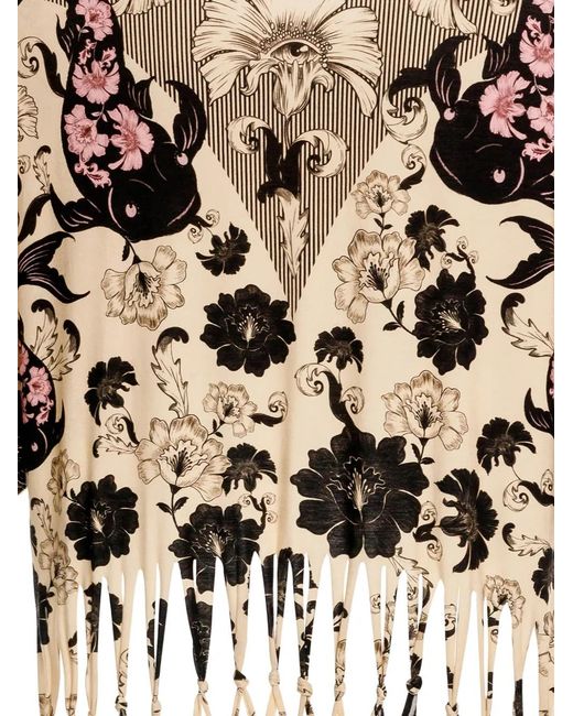 Agua Bendita White Celina Floral-Print Fringed T-Shirt