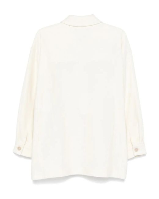 Max Mara White Fleece Texture Gabardine Coat