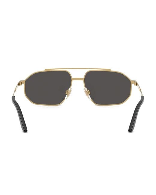 Dolce & Gabbana Gray Geometric-Frame Double-Bridge Sunglasses for men