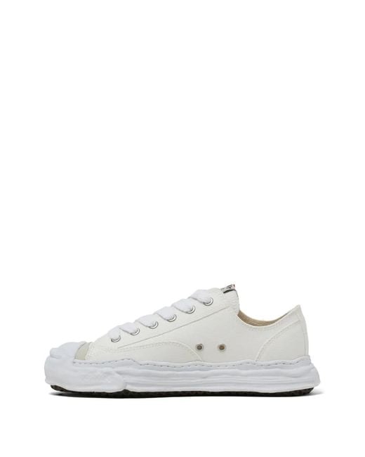Maison Mihara Yasuhiro White Lace-Up Distressed Sneakers for men
