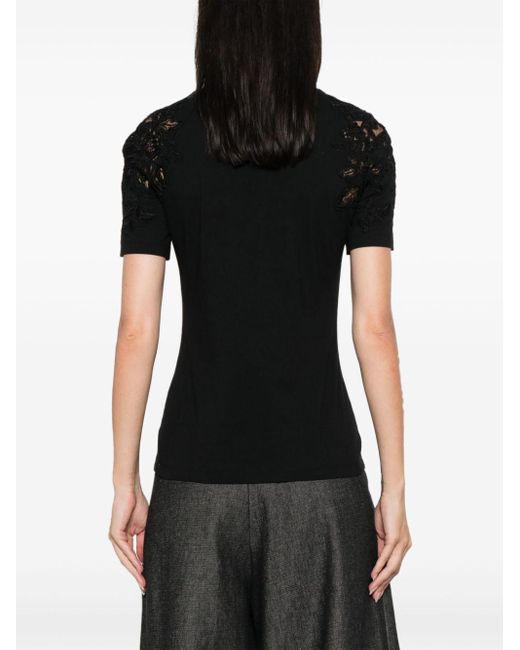 Ermanno Scervino Black Lace-Appliqué T-Shirt