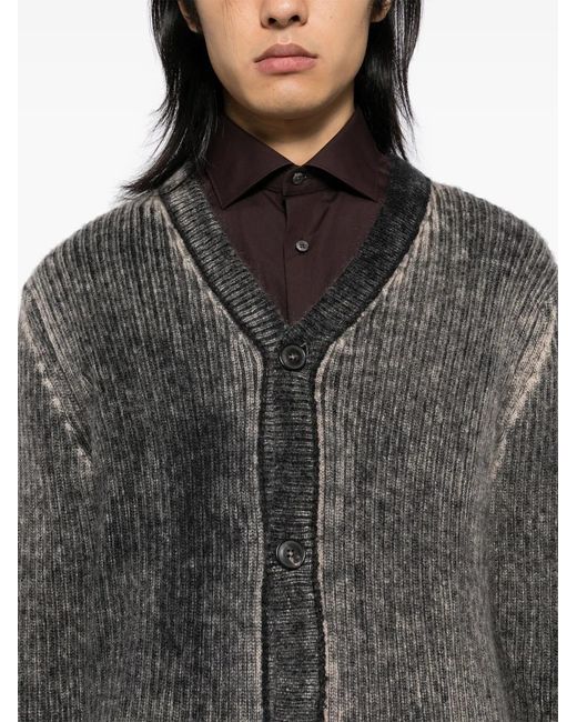 Paul Smith Black Acid-Washed Printed-Effect Cardigan for men