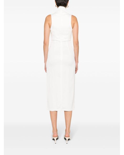 The Mannei White Cut-out Sleeveless Midi Dress