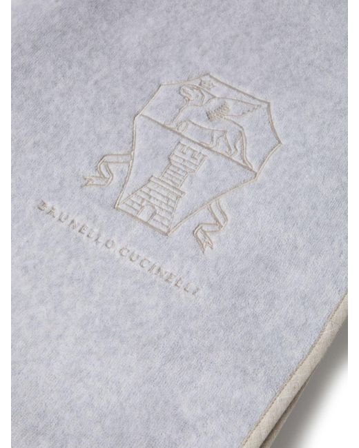 Brunello Cucinelli White Logo-embroidered Beach Towel